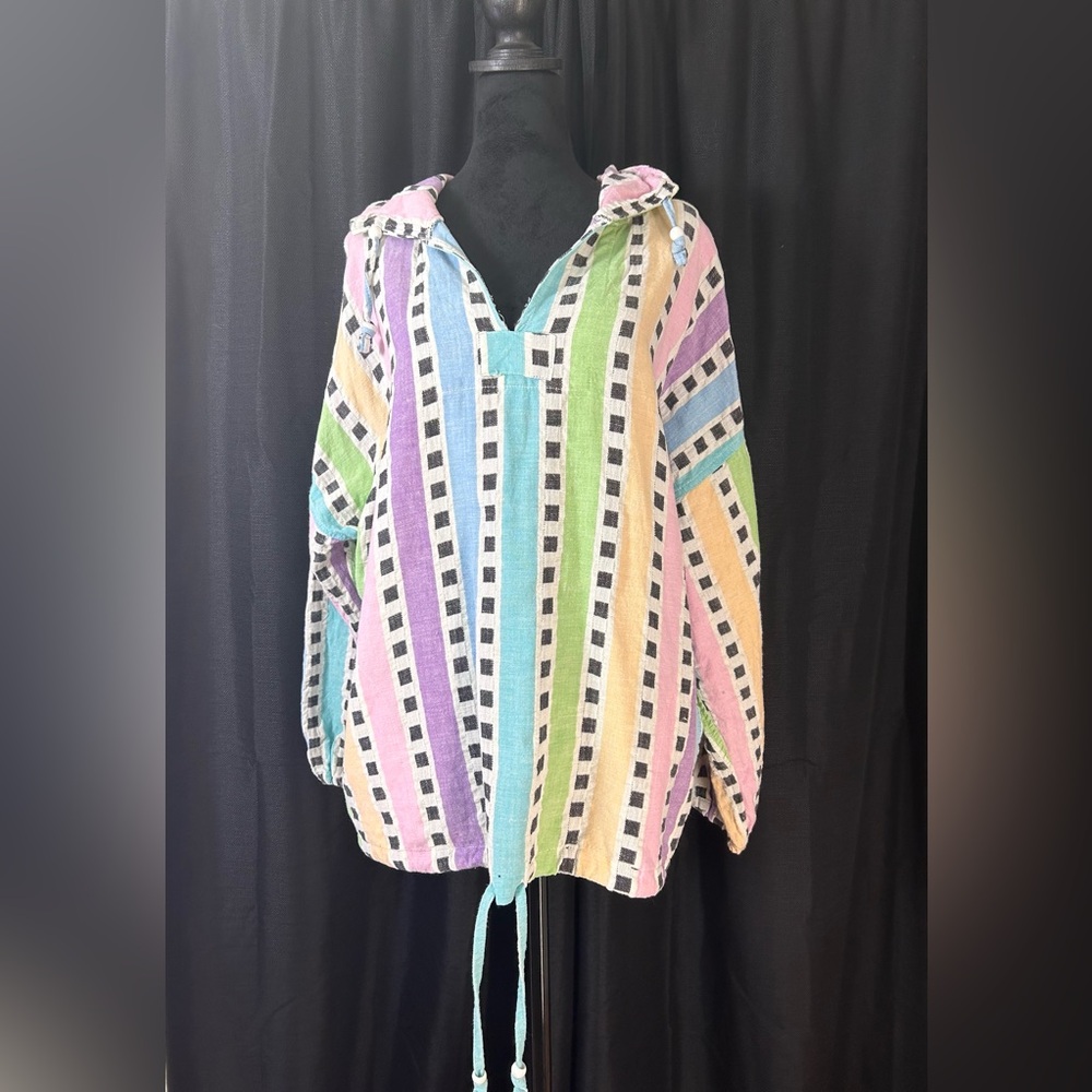 ANGELIQUE IMPORTS INC Vintage Unisex Rainbow Cotton Boho Pride Hoodie s2